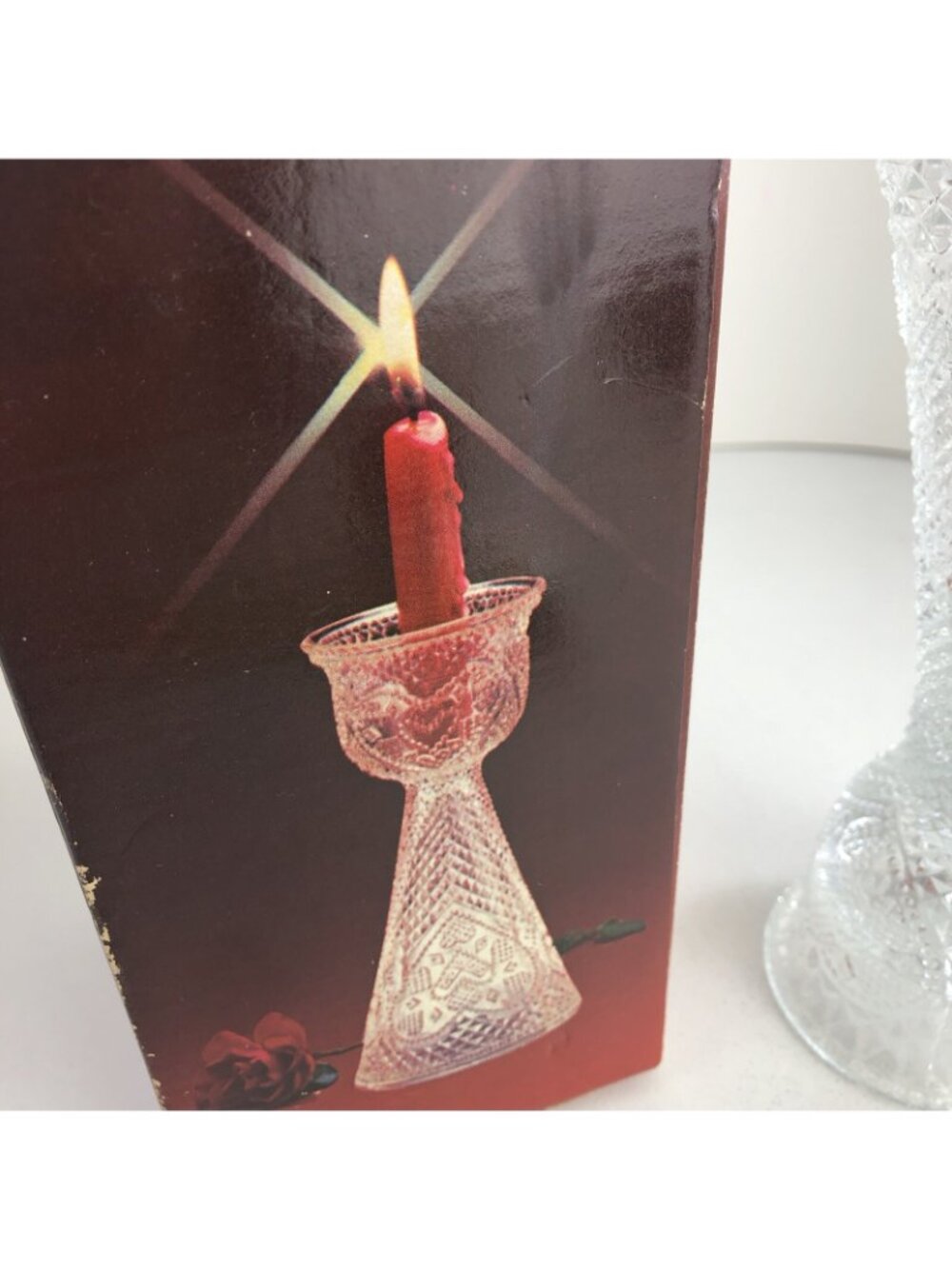 Vintage AVON Fostoria Heart and Diamond Convertible Candlestick American Glass - Picture 8 of 8